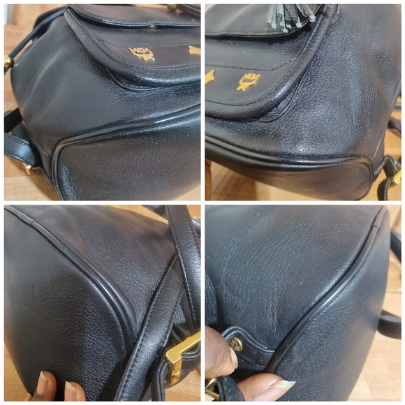 MCM Leather Drawstring Backpack Bag Black - Picture 9 of 10
